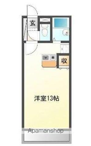 サンタクロス B棟(ワンルーム/2階)の間取り写真