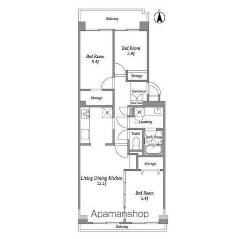 コンフォリア竹ノ塚イースト(3LDK/7階)の間取り写真