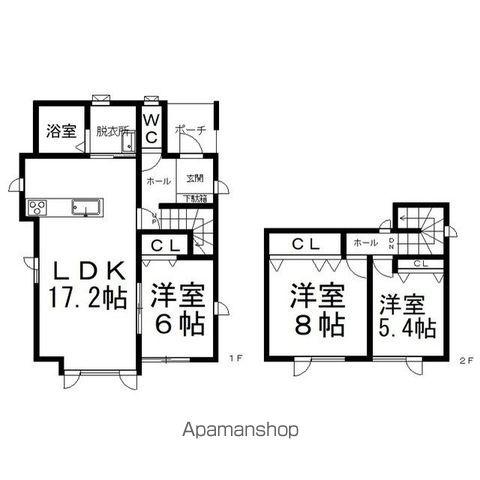石北本線 北見駅 バス乗車時間：8分 西４号線バス停で下車 徒歩3分 2階建 築1年(3LDK)の間取り写真