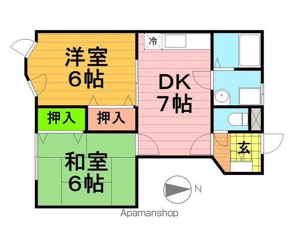 アヴニ-ルA(2DK/1階)の間取り写真