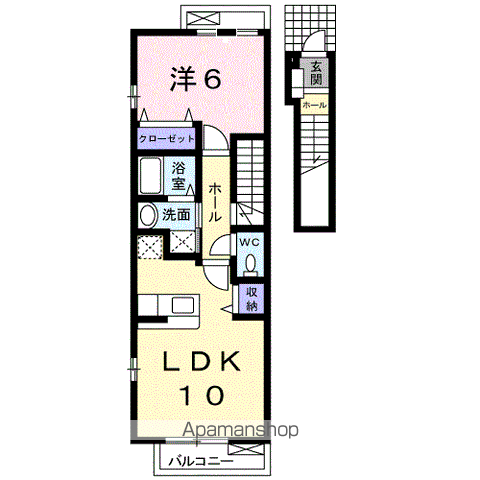 エトナール昴 A棟(1LDK/2階)の間取り写真