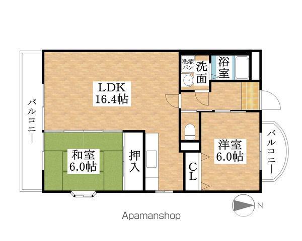 グレイス犬飼(2LDK/4階)の間取り写真