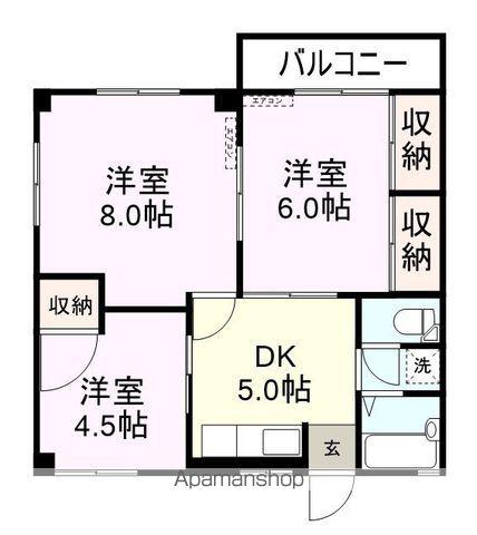 TRECKビル コーポラス亀浦(3DK/3階)の間取り写真