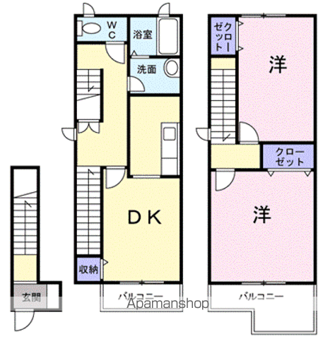 さくらヒルズⅡ(2LDK/2階)の間取り写真