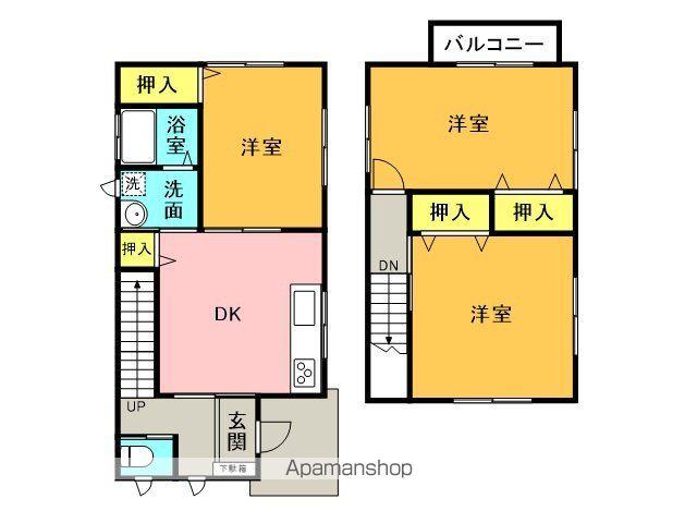 予讃線 観音寺駅(香川) 徒歩35分 2階建 築19年(3DK)の間取り写真