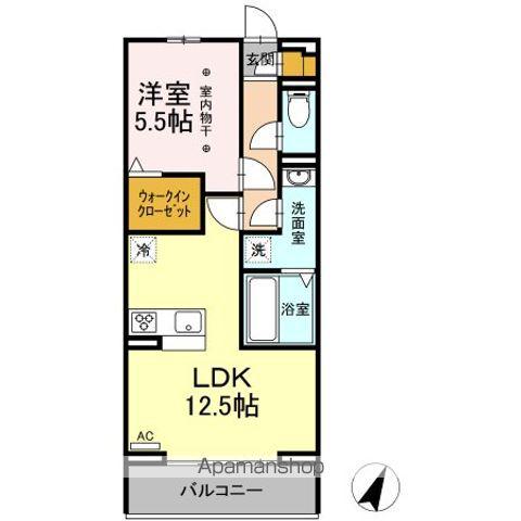 オレオール中央通(1LDK/3階)の間取り写真