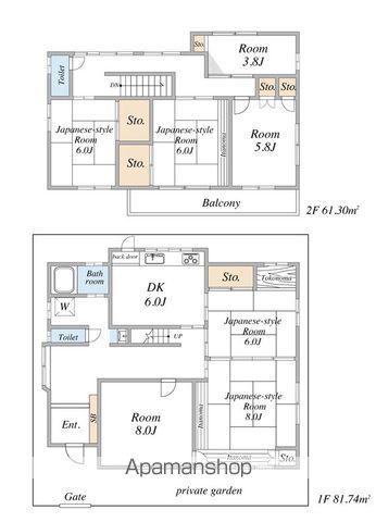千代田・常磐緩行線 我孫子駅 徒歩8分 2階建 築45年(7DK)の間取り写真