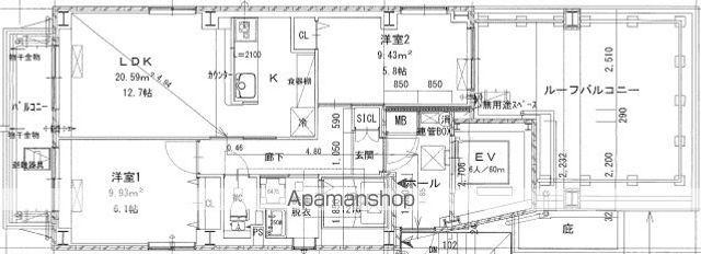 リフレスロイヤルシティⅢ(2LDK/9階)の間取り写真