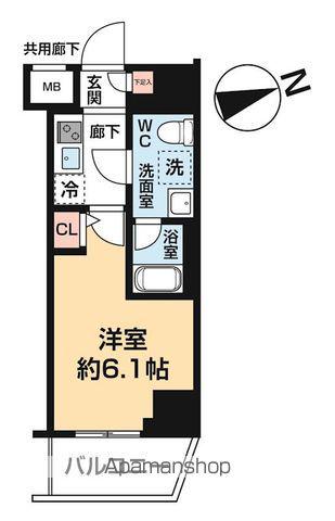 ヴァローレ松戸フィーロ(1K/6階)の間取り写真