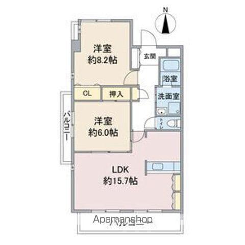 リアン東山(2LDK/4階)の間取り写真