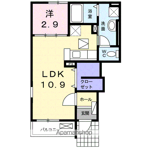 アリエッタ(1LDK/1階)の間取り写真