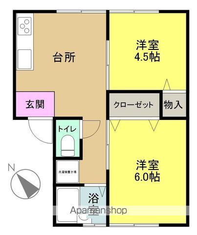 コーポナイス(2DK/1階)の間取り写真