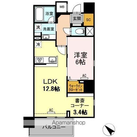 ウィスタリアレジデンス博多(1LDK/11階)の間取り写真