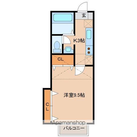 ソレーユ(1K/2階)の間取り写真