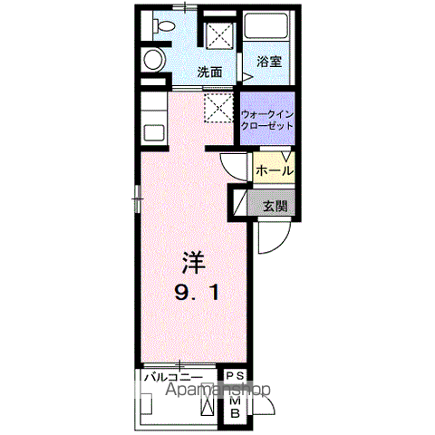 ウィーバー・ハウスⅡ(ワンルーム/2階)の間取り写真