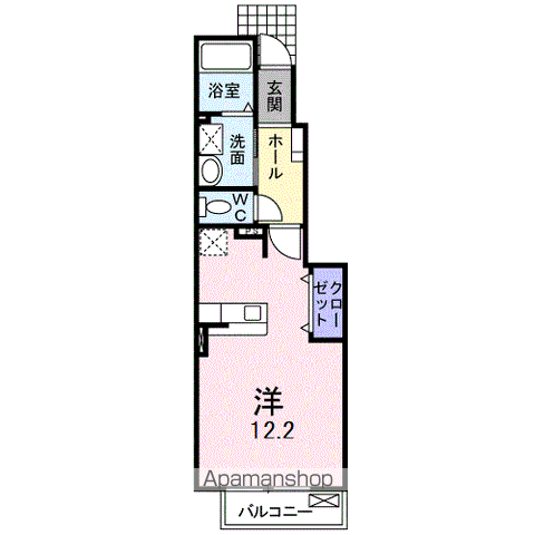 すいふようA(ワンルーム/1階)の間取り写真