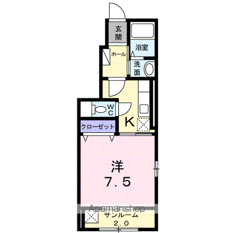 シャイン・ヴィレッジA(1K/1階)の間取り写真