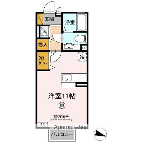 プレジールⅡ(ワンルーム/2階)の間取り写真