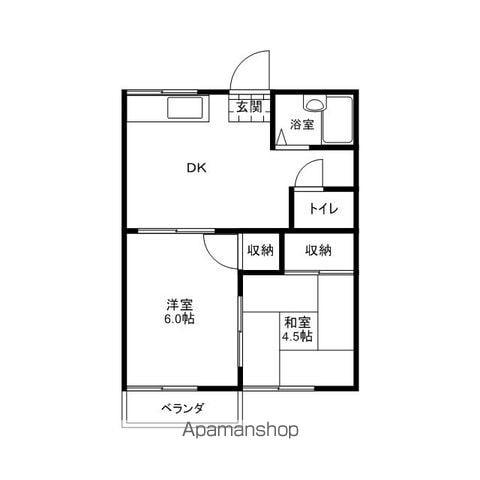 イーストハイツB棟(2DK/1階)の間取り写真
