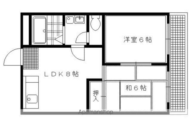 ヴィヴァーチェ千本(2DK/3階)の間取り写真