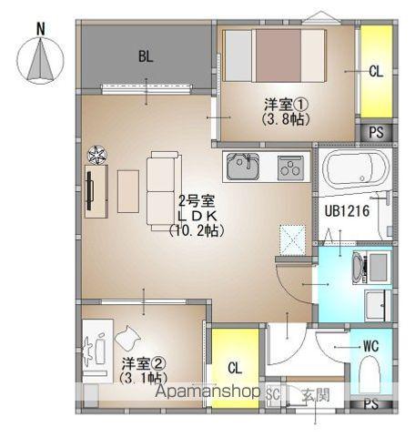 REGALEST 伊島Ⅰ(2LDK/3階)の間取り写真