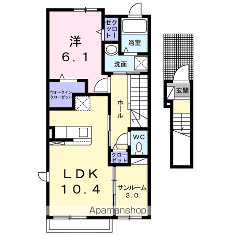 メゾン オハナ(1LDK/2階)の間取り写真