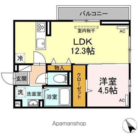 ブランネージュ下松(1LDK/3階)の間取り写真