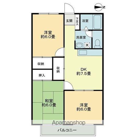 フォブール岡田(3DK/2階)の間取り写真