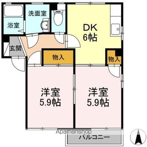 メイゾン アプリコット A棟(2DK/1階)の間取り写真