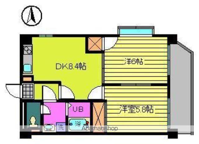 グレイスフル立花(2DK/4階)の間取り写真