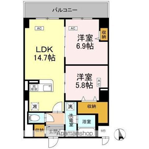カスタリア西船橋II(2LDK/3階)の間取り写真