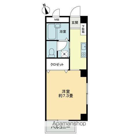 フォブールKS(1K/2階)の間取り写真