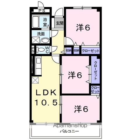 ニューサンライズ(3LDK/4階)の間取り写真