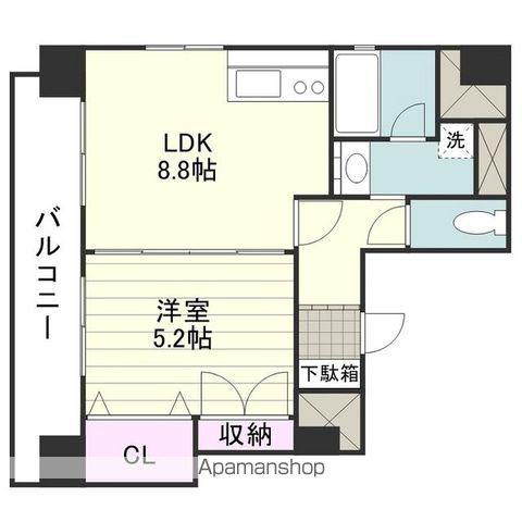 ウエストリバー加治屋(1LDK/3階)の間取り写真