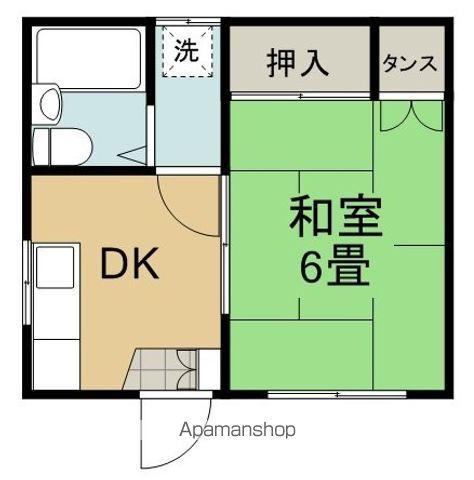 ユマニティ伊良(1DK/2階)の間取り写真