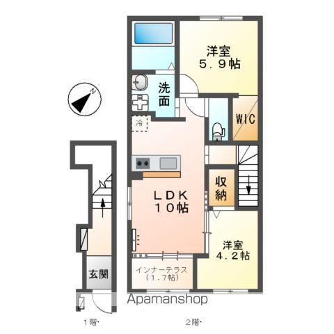 取手市上高井379アパート(2LDK/2階)の間取り写真