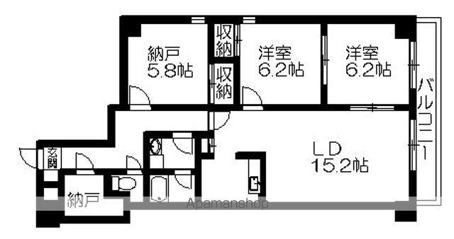 サニーロイヤル大津(3LDK/8階)の間取り写真