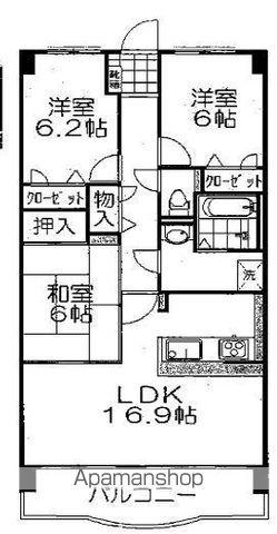 サントノーレ高松中央弐番館(3LDK/5階)の間取り写真