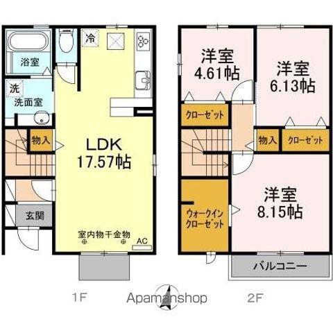 名鉄各務原線 細畑駅 徒歩7分 2階建 築8年(3LDK)の間取り写真