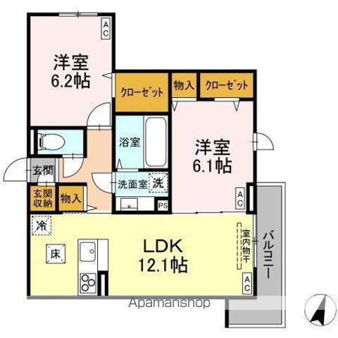 ビューテラスII(2LDK/2階)の間取り写真