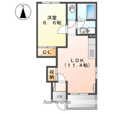 ポアールヴェルジュⅠ(1LDK/1階)の間取り写真