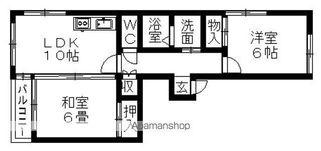 フラット松栄(2LDK/2階)の間取り写真