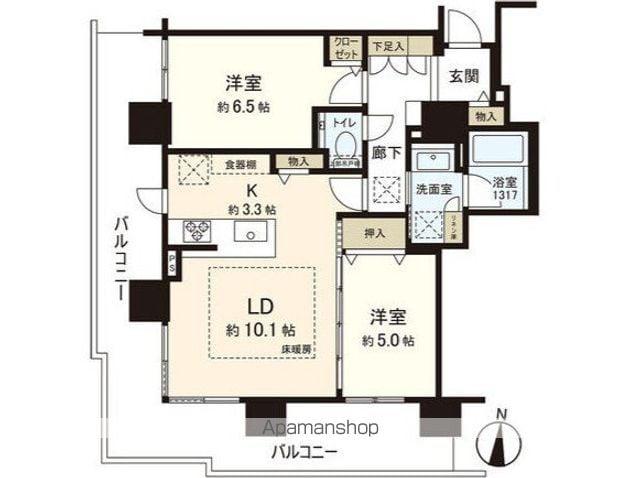 ブランズタワーアイム札幌大通公園(2LDK/2階)の間取り写真