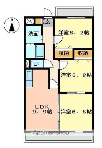 ベルカーサ東山台Ⅰ(3LDK/3階)の間取り写真