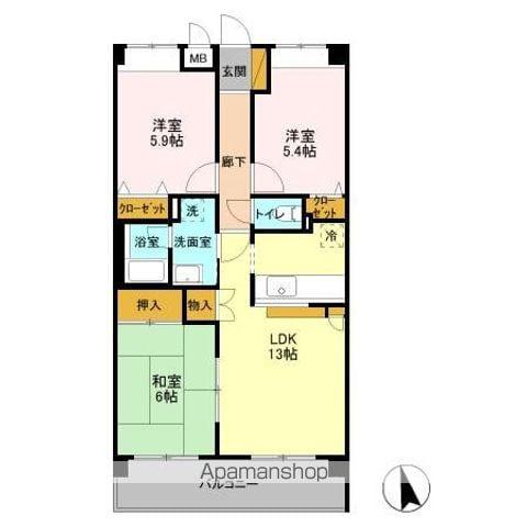 アバンドーネ高橋(3LDK/3階)の間取り写真