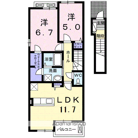 グレース ガーデン(2LDK/2階)の間取り写真