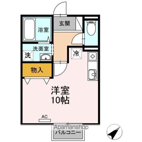 パティオ深津(ワンルーム/2階)の間取り写真