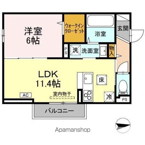 RESUA向中野 C棟(1LDK/1階)の間取り写真