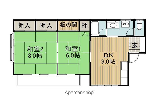 リバーサイド角間(2DK/2階)の間取り写真
