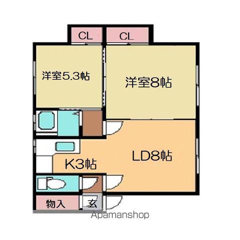 コーポまつなが(2LDK/1階)の間取り写真